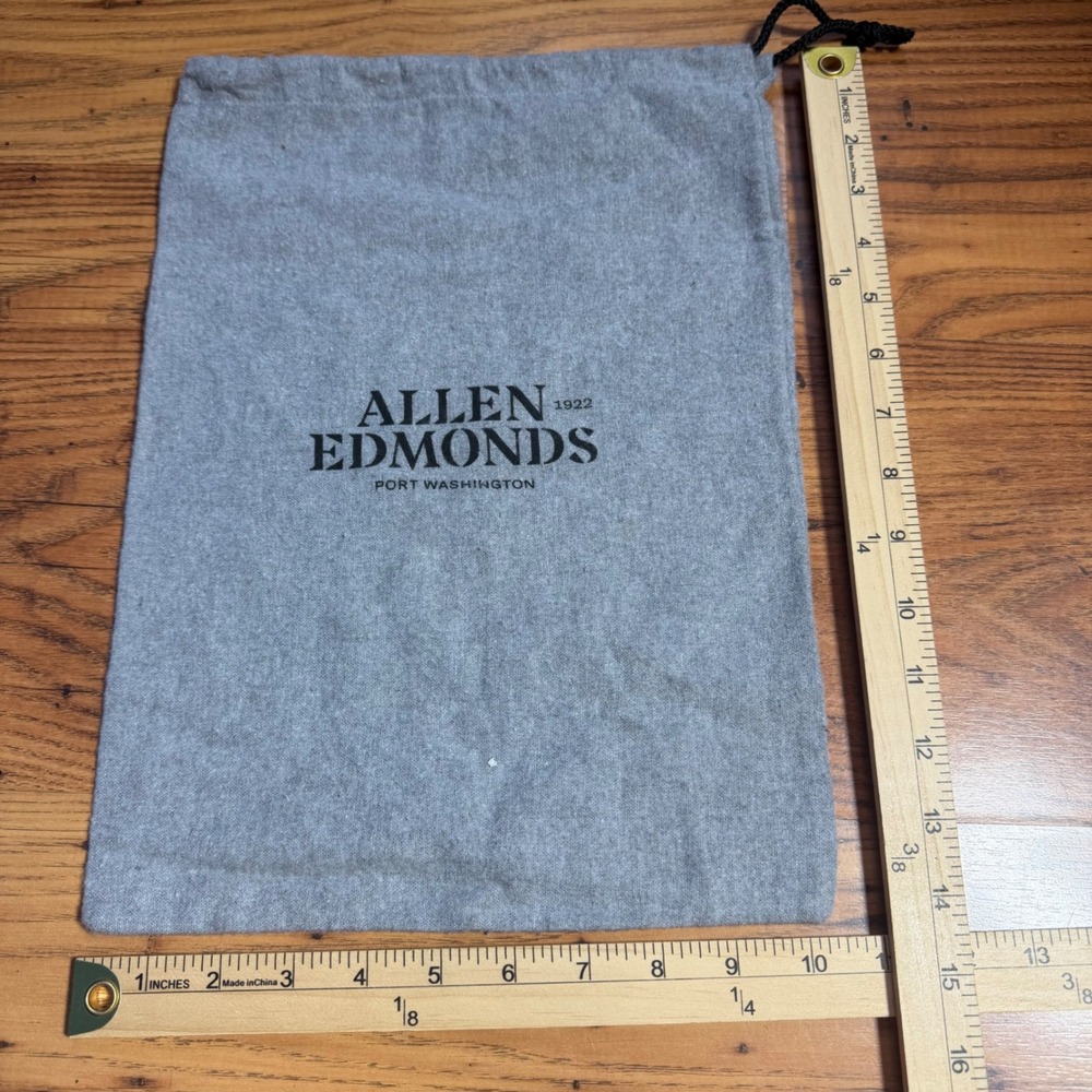 Allen Edmonds Grey Flannel Drawstring Shoe Bag Port Washington Logo 15.5x10.5